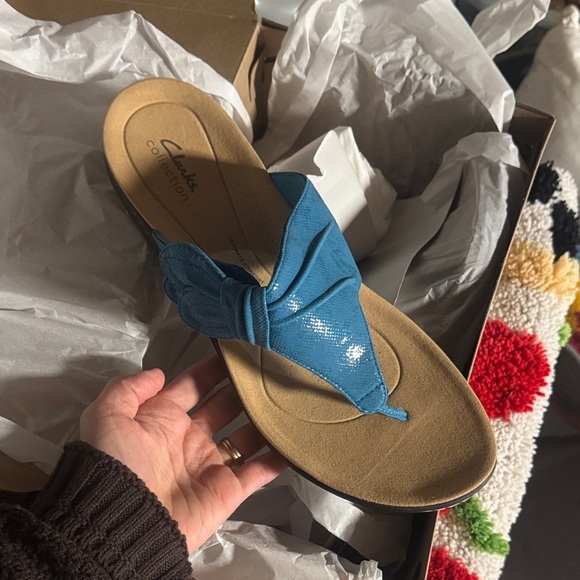 Clarks Laurieann Rae Turquoise Sandals 12W Cloudsteppers for Comfort - Picture 3 of 6